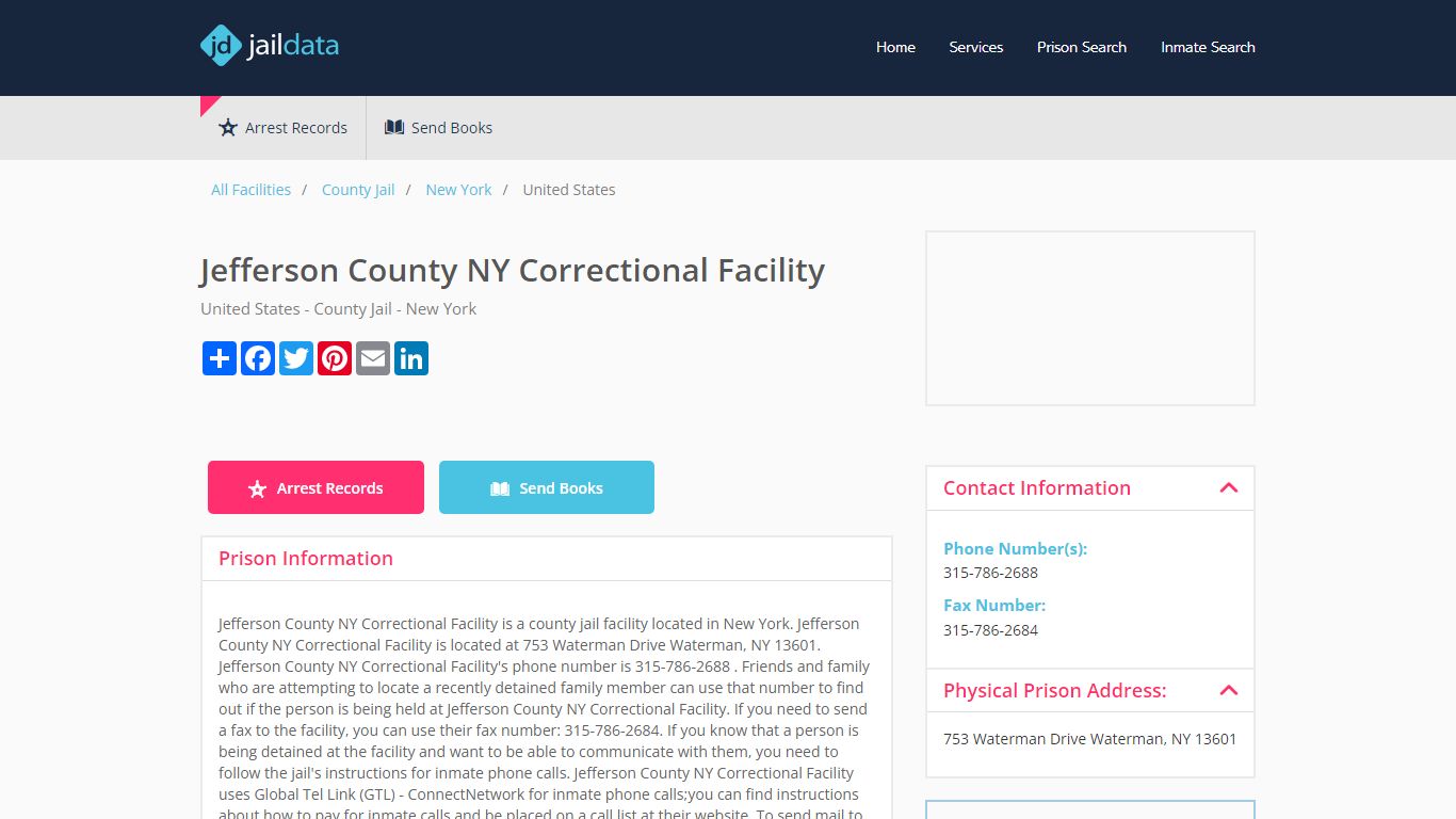 Jefferson County NY Correctional Facility Inmate Search and Prisoner ...