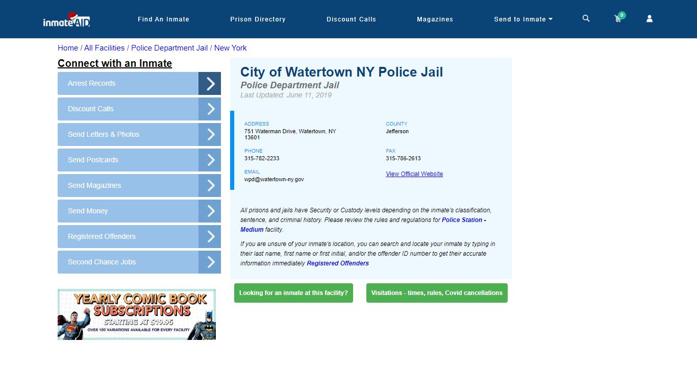 City of Watertown NY Police Jail & Inmate Search - Watertown, NY